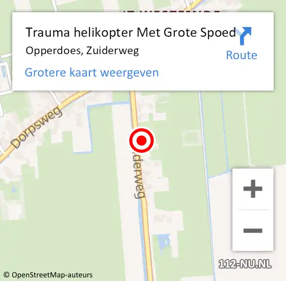Locatie op kaart van de 112 melding: Trauma helikopter Met Grote Spoed Naar Opperdoes, Zuiderweg op 6 augustus 2022 18:02
