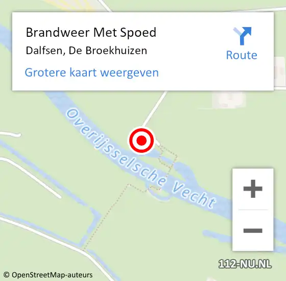 Locatie op kaart van de 112 melding: Brandweer Met Spoed Naar Dalfsen, De Broekhuizen op 6 augustus 2022 18:10