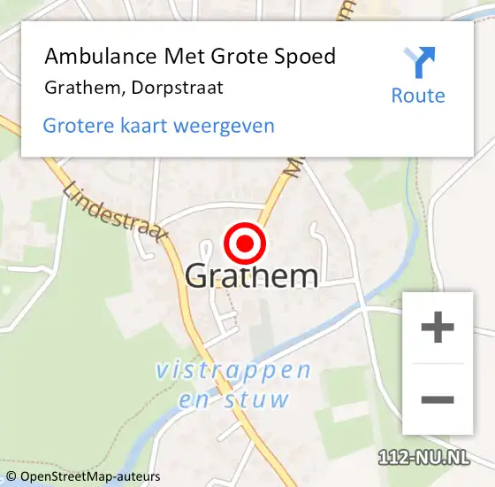 Locatie op kaart van de 112 melding: Ambulance Met Grote Spoed Naar Grathem, Dorpstraat op 6 augustus 2022 18:13