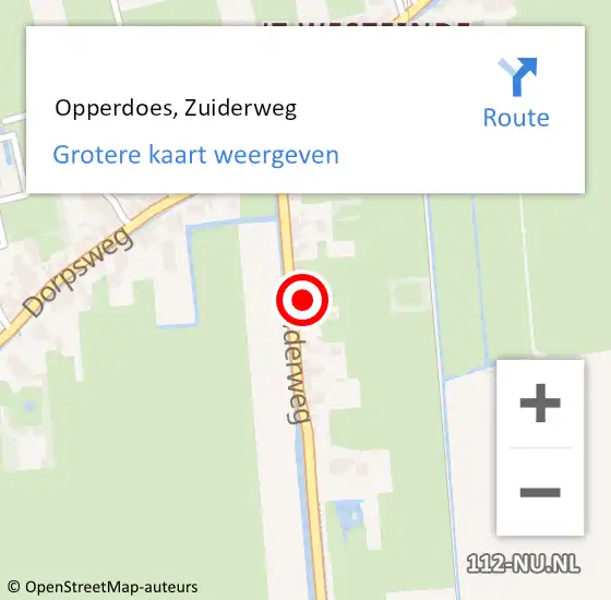 Locatie op kaart van de 112 melding:  Opperdoes, Zuiderweg op 6 augustus 2022 18:19