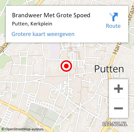 Locatie op kaart van de 112 melding: Brandweer Met Grote Spoed Naar Putten, Kerkplein op 6 augustus 2022 18:20