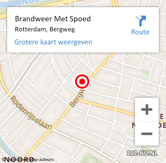 Locatie op kaart van de 112 melding: Brandweer Met Spoed Naar Rotterdam, Bergweg op 6 augustus 2022 18:22