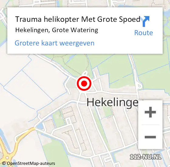Locatie op kaart van de 112 melding: Trauma helikopter Met Grote Spoed Naar Hekelingen, Grote Watering op 6 augustus 2022 18:48