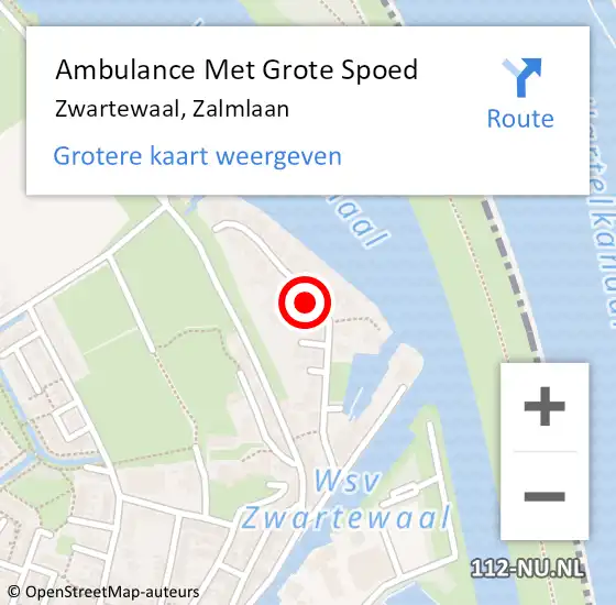 Locatie op kaart van de 112 melding: Ambulance Met Grote Spoed Naar Zwartewaal, Zalmlaan op 6 augustus 2022 18:58