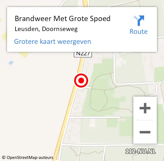 Locatie op kaart van de 112 melding: Brandweer Met Grote Spoed Naar Leusden, Doornseweg op 6 augustus 2022 19:11