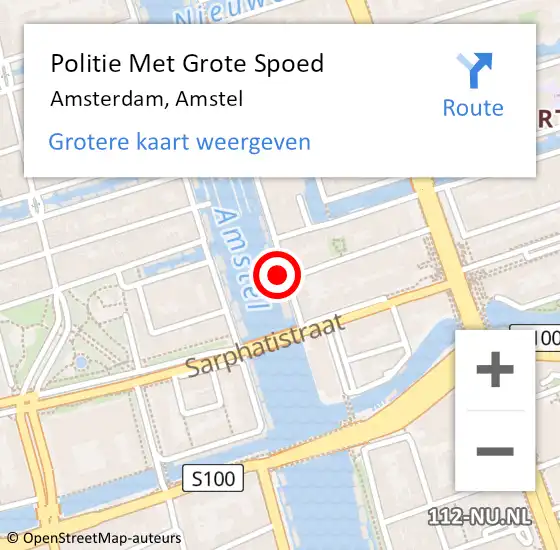 Locatie op kaart van de 112 melding: Politie Met Grote Spoed Naar Amsterdam, Amstel op 6 augustus 2022 19:13