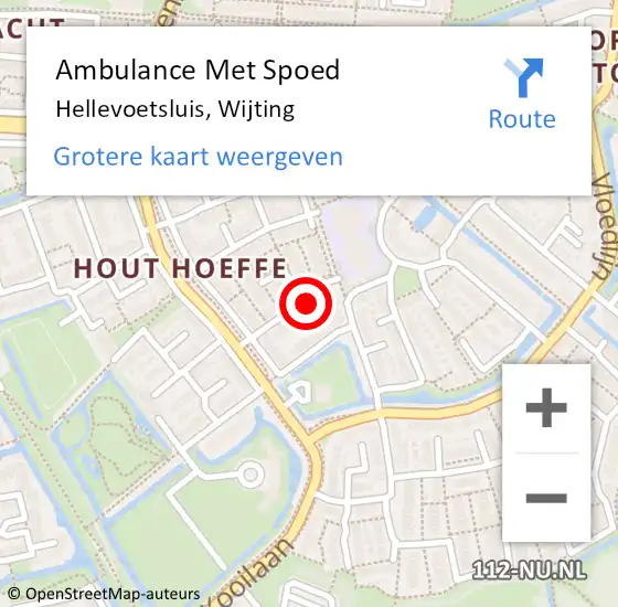 Locatie op kaart van de 112 melding: Ambulance Met Spoed Naar Hellevoetsluis, Wijting op 6 augustus 2022 19:21