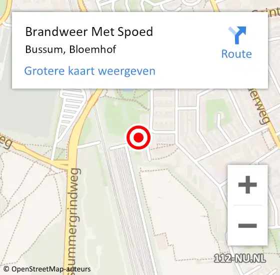 Locatie op kaart van de 112 melding: Brandweer Met Spoed Naar Bussum, Bloemhof op 6 augustus 2022 19:30