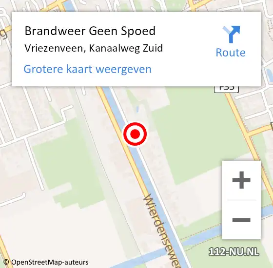 Locatie op kaart van de 112 melding: Brandweer Geen Spoed Naar Vriezenveen, Kanaalweg Zuid op 6 augustus 2022 19:45