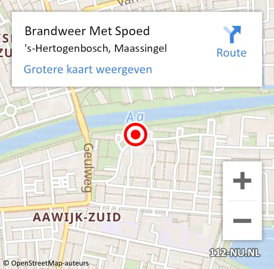 Locatie op kaart van de 112 melding: Brandweer Met Spoed Naar 's-Hertogenbosch, Maassingel op 6 augustus 2022 19:46