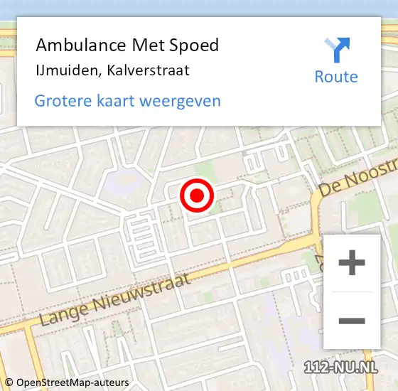 Locatie op kaart van de 112 melding: Ambulance Met Spoed Naar IJmuiden, Kalverstraat op 6 augustus 2022 19:50