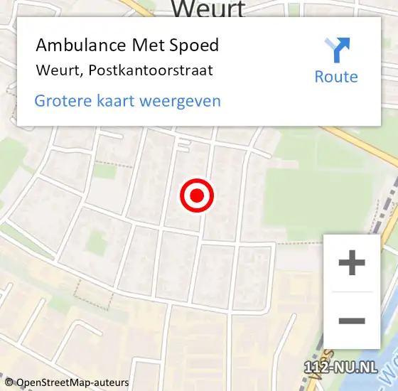 Locatie op kaart van de 112 melding: Ambulance Met Spoed Naar Weurt, Postkantoorstraat op 6 augustus 2022 20:16