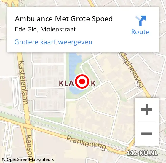 Locatie op kaart van de 112 melding: Ambulance Met Grote Spoed Naar Ede Gld, A12 R hectometerpaal: 116,4 op 25 juli 2014 14:29