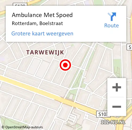 Locatie op kaart van de 112 melding: Ambulance Met Spoed Naar Rotterdam, Boelstraat op 6 augustus 2022 20:59