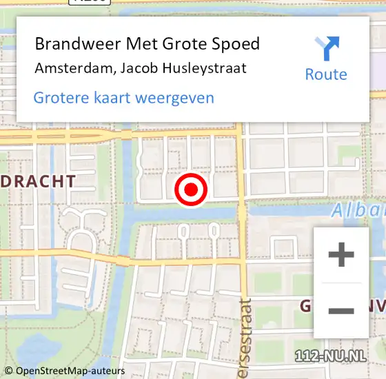 Locatie op kaart van de 112 melding: Brandweer Met Grote Spoed Naar Amsterdam, Jacob Husleystraat op 6 augustus 2022 21:03