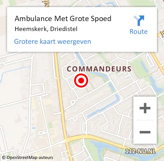 Locatie op kaart van de 112 melding: Ambulance Met Grote Spoed Naar Heemskerk, Driedistel op 6 augustus 2022 21:15