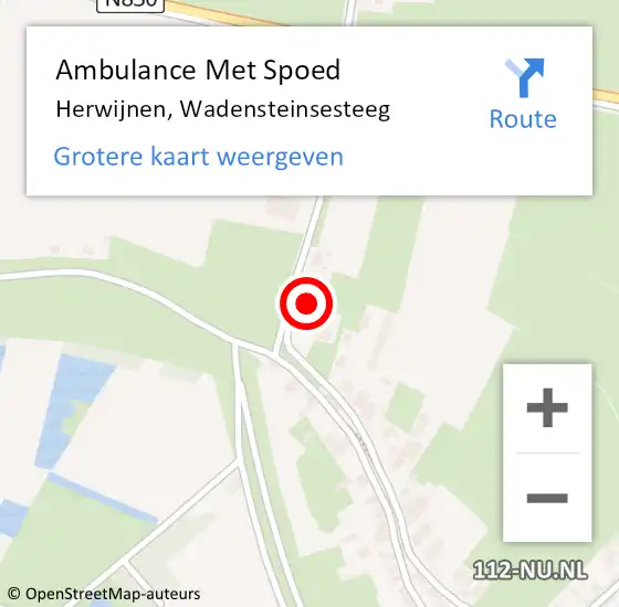 Locatie op kaart van de 112 melding: Ambulance Met Spoed Naar Herwijnen, Wadensteinsesteeg op 6 augustus 2022 21:46