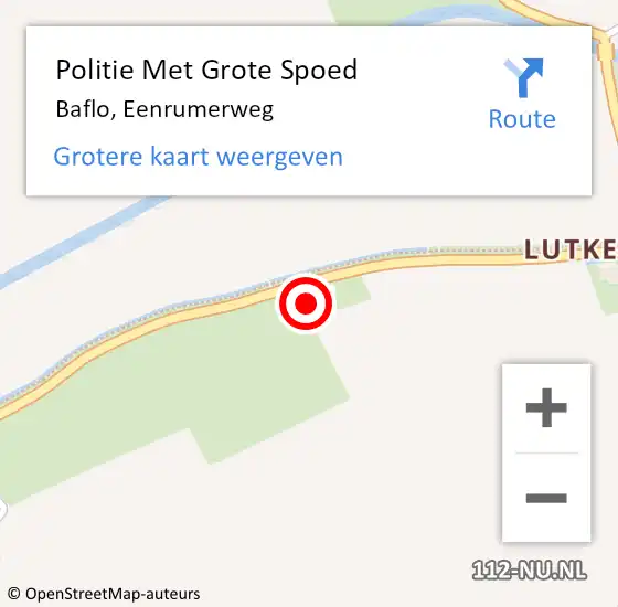 Locatie op kaart van de 112 melding: Politie Met Grote Spoed Naar Baflo, Eenrumerweg op 6 augustus 2022 22:20