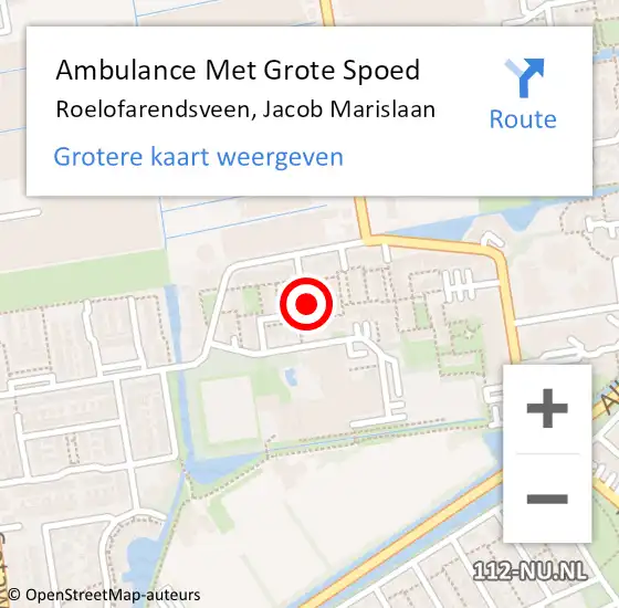 Locatie op kaart van de 112 melding: Ambulance Met Grote Spoed Naar Roelofarendsveen, Jacob Marislaan op 25 juli 2014 14:37