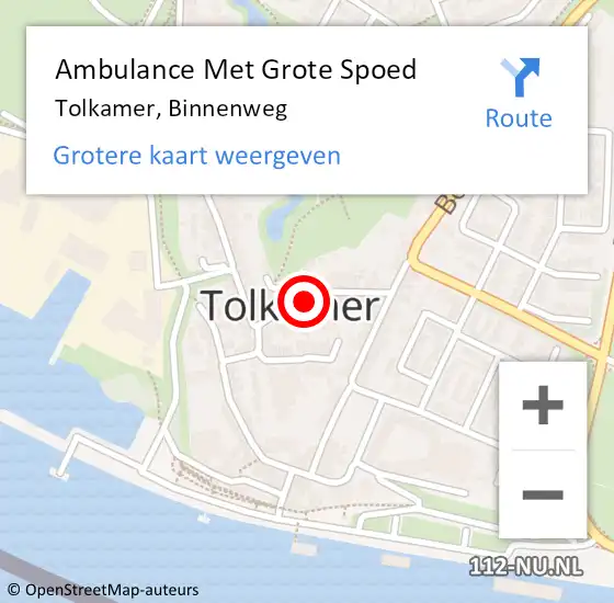 Locatie op kaart van de 112 melding: Ambulance Met Grote Spoed Naar Tolkamer, Binnenweg op 6 augustus 2022 22:41