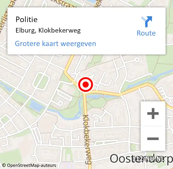 Locatie op kaart van de 112 melding: Politie Elburg, Klokbekerweg op 6 augustus 2022 22:58