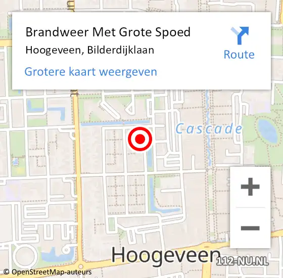 Locatie op kaart van de 112 melding: Brandweer Met Grote Spoed Naar Hoogeveen, Bilderdijklaan op 6 augustus 2022 22:59