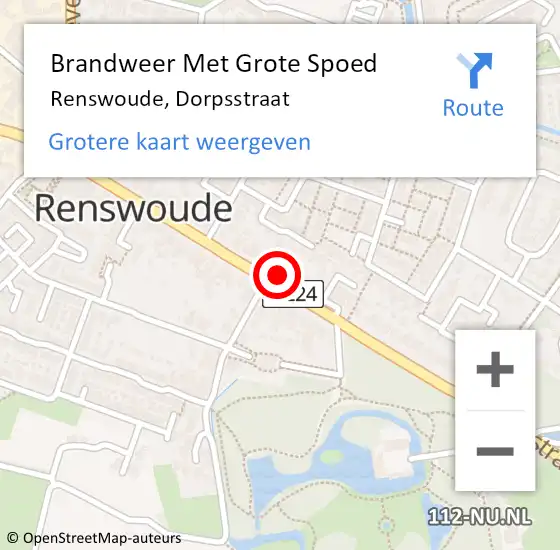 Locatie op kaart van de 112 melding: Brandweer Met Grote Spoed Naar Renswoude, Dorpsstraat op 6 augustus 2022 23:20