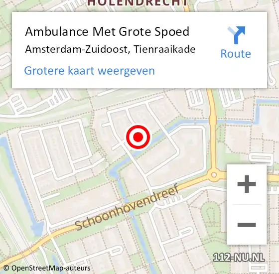 Locatie op kaart van de 112 melding: Ambulance Met Grote Spoed Naar Amsterdam-Zuidoost, Tienraaikade op 6 augustus 2022 23:28