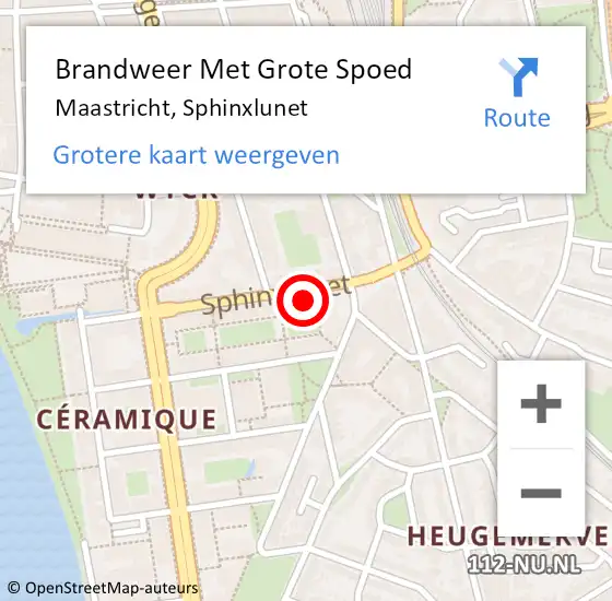 Locatie op kaart van de 112 melding: Brandweer Met Grote Spoed Naar Maastricht, Sphinxlunet op 6 augustus 2022 23:34