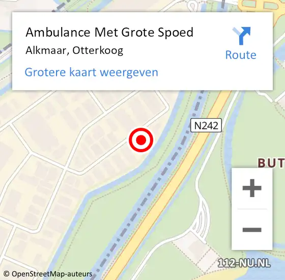 Locatie op kaart van de 112 melding: Ambulance Met Grote Spoed Naar Alkmaar, Otterkoog op 6 augustus 2022 23:43