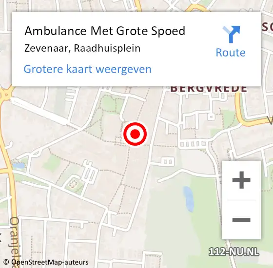 Locatie op kaart van de 112 melding: Ambulance Met Grote Spoed Naar Zevenaar, Raadhuisplein op 6 augustus 2022 23:49
