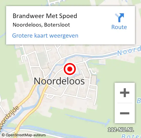 Locatie op kaart van de 112 melding: Brandweer Met Spoed Naar Noordeloos, Botersloot op 6 augustus 2022 23:50