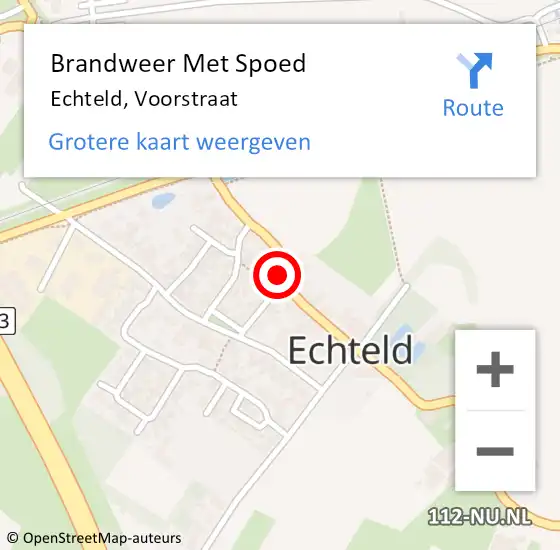 Locatie op kaart van de 112 melding: Brandweer Met Spoed Naar Echteld, Voorstraat op 7 augustus 2022 00:33