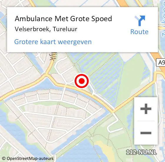 Locatie op kaart van de 112 melding: Ambulance Met Grote Spoed Naar Velserbroek, Tureluur op 7 augustus 2022 00:48