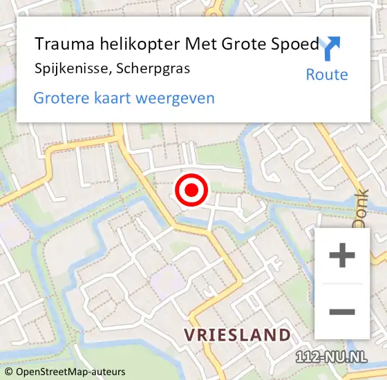 Locatie op kaart van de 112 melding: Trauma helikopter Met Grote Spoed Naar Spijkenisse, Scherpgras op 7 augustus 2022 01:34