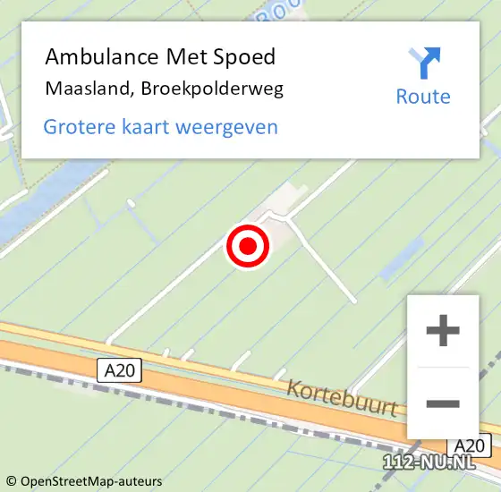 Locatie op kaart van de 112 melding: Ambulance Met Spoed Naar Maasland, Broekpolderweg op 7 augustus 2022 01:40