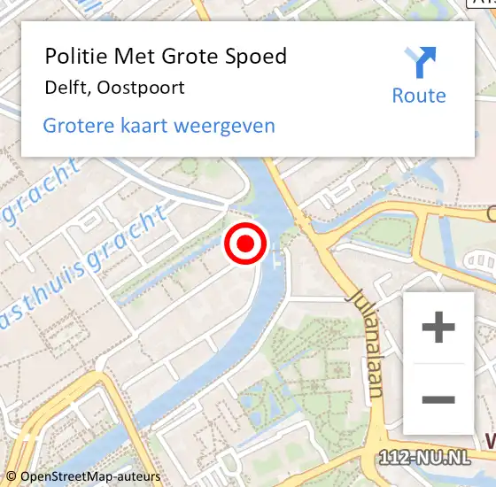 Locatie op kaart van de 112 melding: Politie Met Grote Spoed Naar Delft, Oostpoort op 7 augustus 2022 01:53