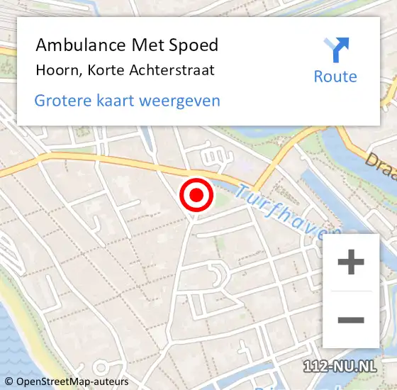 Locatie op kaart van de 112 melding: Ambulance Met Spoed Naar Hoorn, Korte Achterstraat op 7 augustus 2022 01:53