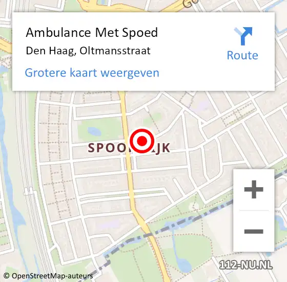 Locatie op kaart van de 112 melding: Ambulance Met Spoed Naar Den Haag, Oltmansstraat op 7 augustus 2022 01:53