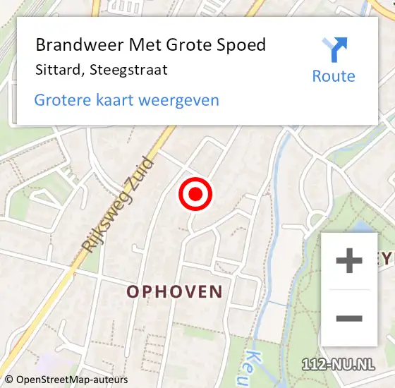 Locatie op kaart van de 112 melding: Brandweer Met Grote Spoed Naar Sittard, Steegstraat op 7 augustus 2022 02:05