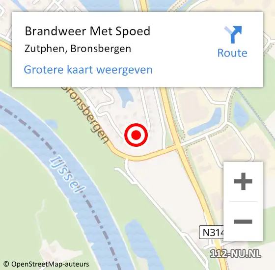 Locatie op kaart van de 112 melding: Brandweer Met Spoed Naar Zutphen, Bronsbergen op 7 augustus 2022 02:21