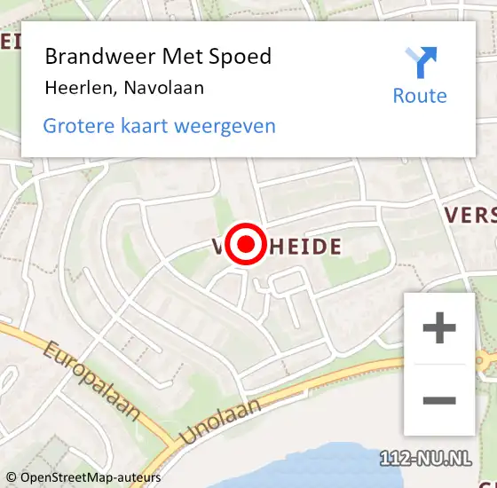 Locatie op kaart van de 112 melding: Brandweer Met Spoed Naar Heerlen, Navolaan op 7 augustus 2022 02:59