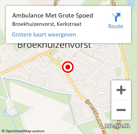 Locatie op kaart van de 112 melding: Ambulance Met Grote Spoed Naar Broekhuizenvorst, Kerkstraat op 25 juli 2014 14:57