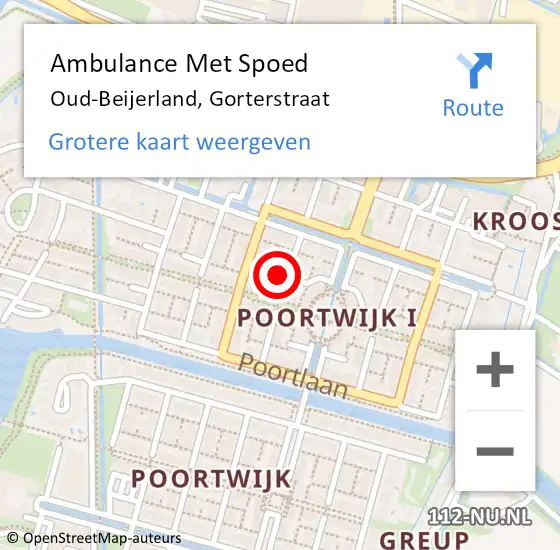 Locatie op kaart van de 112 melding: Ambulance Met Spoed Naar Oud-Beijerland, Gorterstraat op 7 augustus 2022 04:14