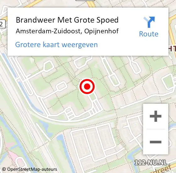 Locatie op kaart van de 112 melding: Brandweer Met Grote Spoed Naar Amsterdam-Zuidoost, Opijnenhof op 7 augustus 2022 04:47