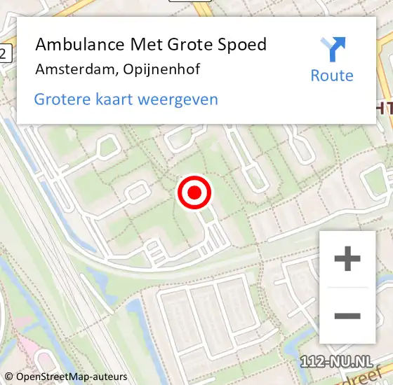 Locatie op kaart van de 112 melding: Ambulance Met Grote Spoed Naar Amsterdam-Zuidoost, Opijnenhof op 7 augustus 2022 04:48