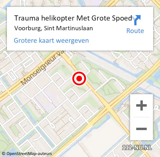 Locatie op kaart van de 112 melding: Trauma helikopter Met Grote Spoed Naar Voorburg, Sint Martinuslaan op 7 augustus 2022 04:49