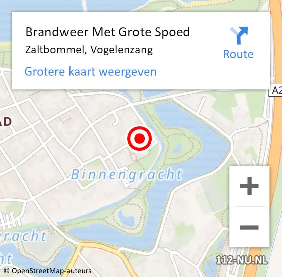 Locatie op kaart van de 112 melding: Brandweer Met Grote Spoed Naar Zaltbommel, Vogelenzang op 7 augustus 2022 04:51