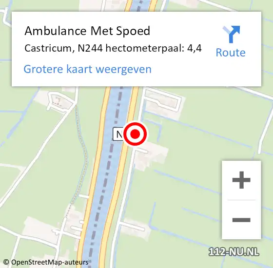 Locatie op kaart van de 112 melding: Ambulance Met Spoed Naar Castricum, N244 hectometerpaal: 4,4 op 7 augustus 2022 05:00