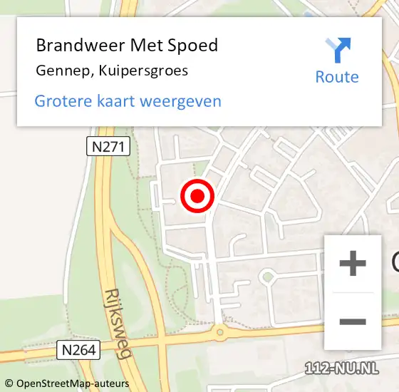 Locatie op kaart van de 112 melding: Brandweer Met Spoed Naar Gennep, Kuipersgroes op 7 augustus 2022 05:01